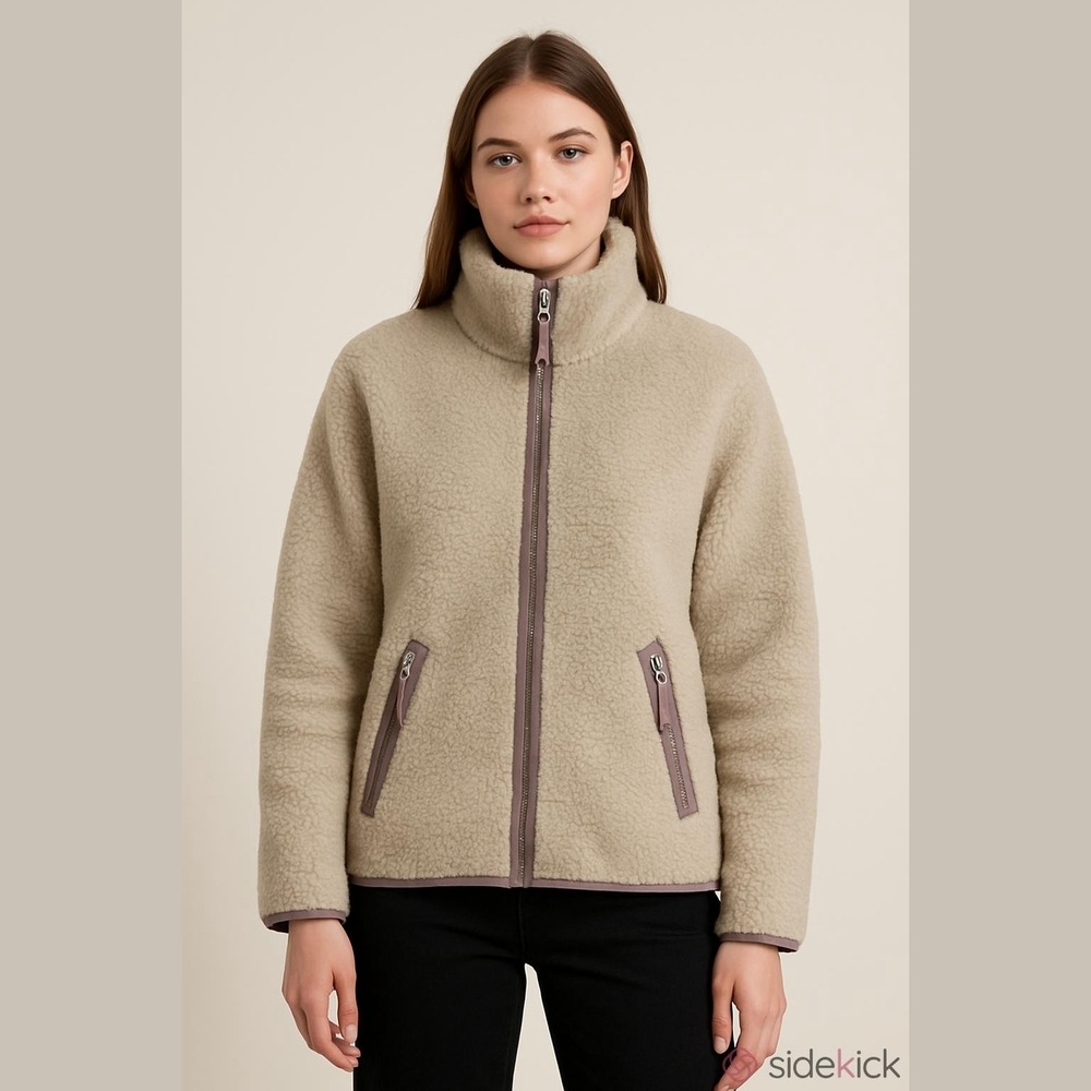 Patagonia Women's Beige DIVIDED SKY Fair Trade Cozy Sherpa Med Teddy Jacket